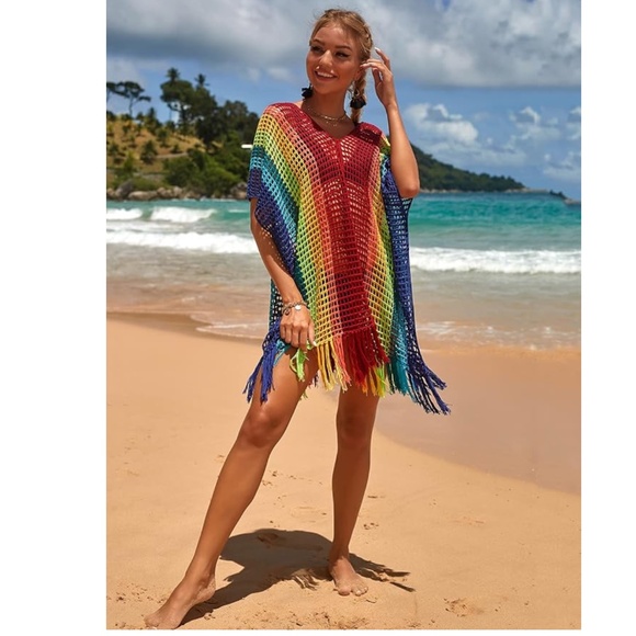 Women Crochet Sexy Coverup for Swimwear Women Summer Outfit Knitted Fishnet Top - Picture 7 of 11